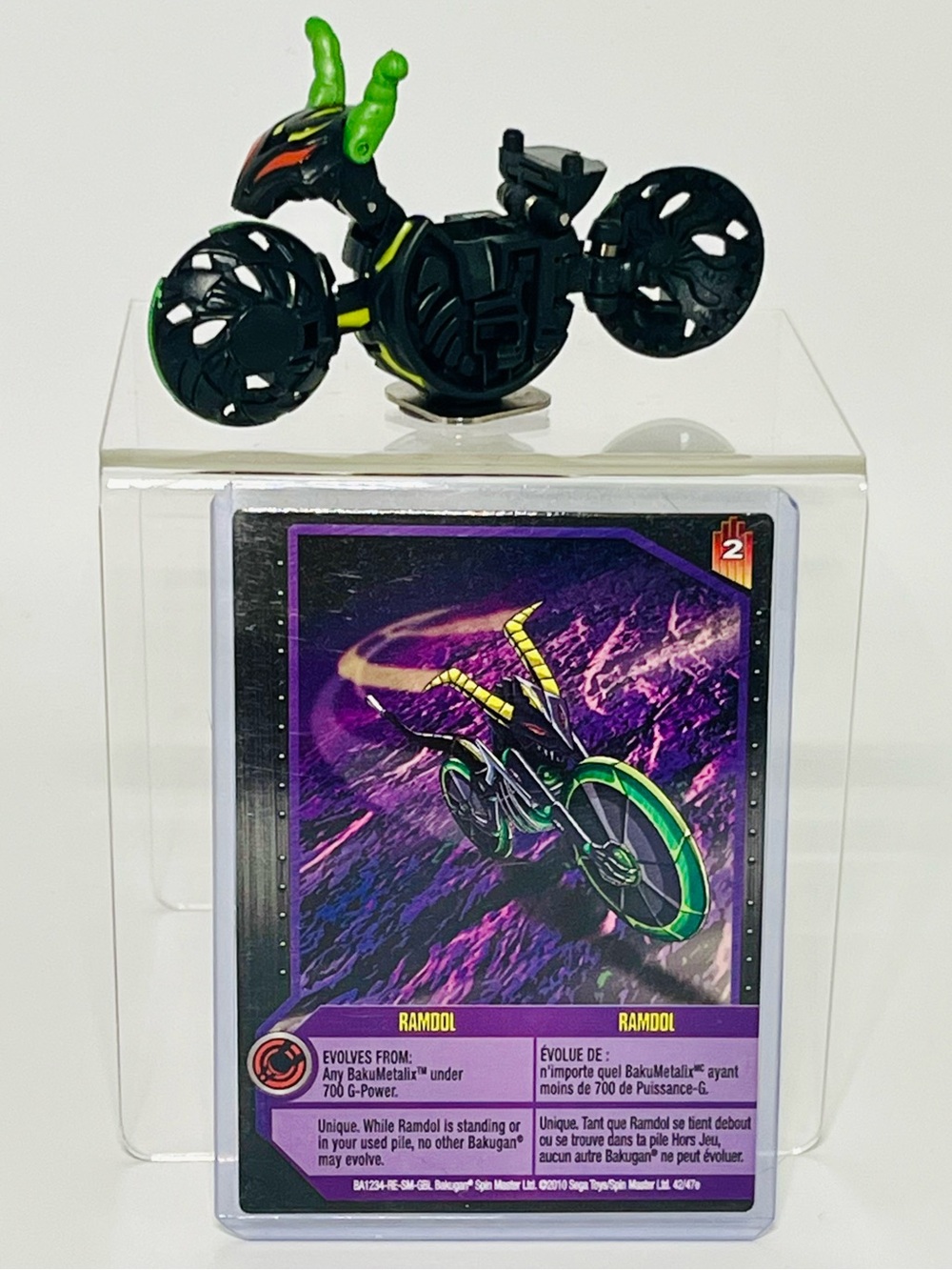 RARE Bakugan Darkus Ramdol 910G Gundalian Invaders Motorcycle + Card 42/47e